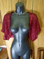 GORGEOUS FLATTERING STRETCHY SPARKLY SEQUIN BOLERO SIZE 18 NEW WITH TAGS