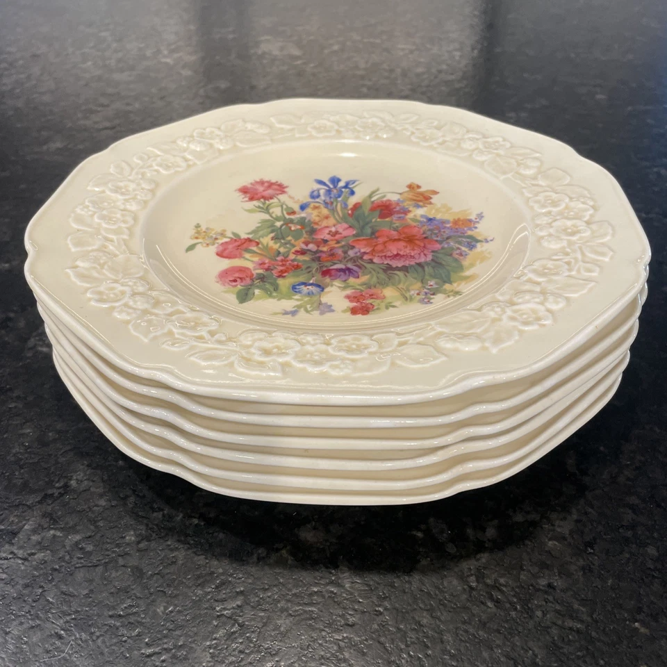 Set 6 Crown Ducal GAINSBOROUGH Dinner Plates 10” Floral Centre England Vintage - Image 3 of 4