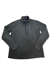 Patagonia Men s XL Fleece 1/4 Zip Pullover Textured Dark Gray Pocket Oakes