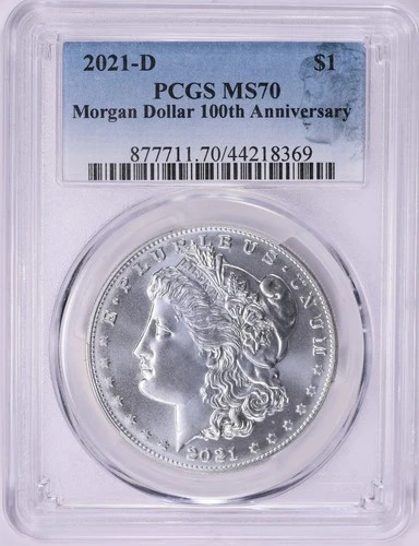 2021 D Morgan Silver Dollar $1 100th Anniversary Morgan Label PCGS MS 70 (369)