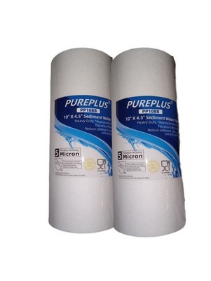 2 PackPUREPLUS 5 Micron 10'' x 4.5'' Whole House Sediment Home Water Filter PP10BB