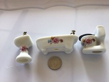 Miniature Doll House Bathroom Set Tub Sink And Toilet