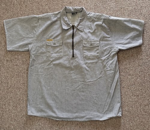 Prison Blues MENS 2XL 406 Hickory Stripe 1/2 Zip Denim Short Sleeve PRSN BLU USA