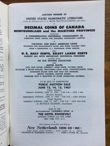 New Netherlands coin auction catalog #59, 1967 United States & Canadian - Picture 3 of 6