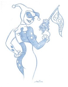 Harley-Quinn-034-BOOM-034-Convention-Blue-Line-Sketch-by-Batman-Animator-Art-Drawing