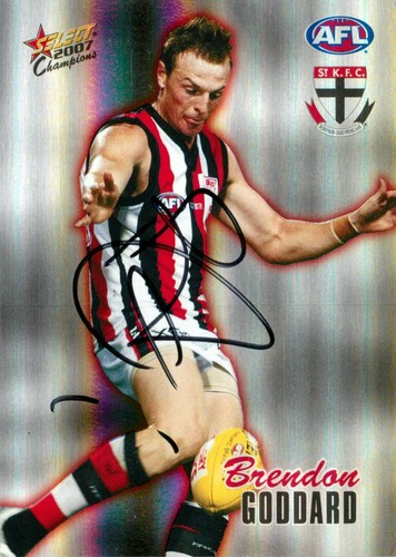 Signed 2007 ST KILDA SAINTS AFL Card BRENDON GODDARD - Picture 1 of 2