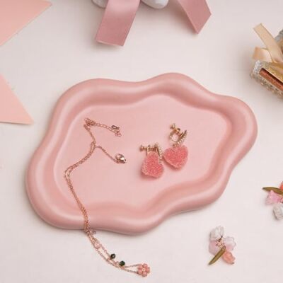 Navaris Cloud Shape Ceramic Trinket Tray - White Decorative Dish For Keys & Jewelry | 9.5" X 6.5"