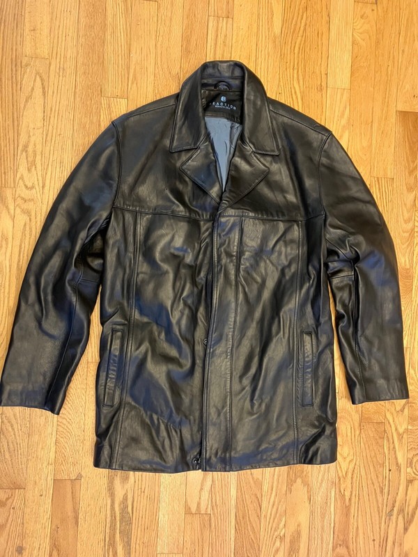 Mens' Kenneth Cole Reaction Soft Leather Black Coat Large Excl.+/Cond. L.A,CA