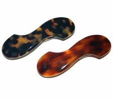 Barrette Hair Clip French Spotted Long Curved Tokyo Black Brown Made in France