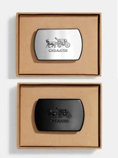 Coach Silver Boxed Horse And Carriage Plaque Belt Buckle CE865