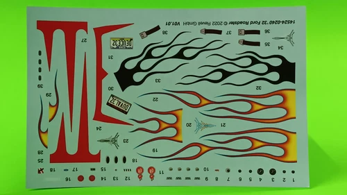 Decal Sheet Custom Flames Pinstripes 1/25 1932 32 Ford Roadster Hot Rod Rat