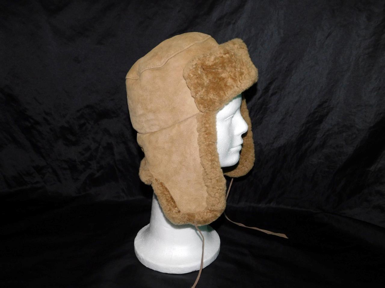 Vintage AFFA Size L Brown Shearling Hat Sheepskin… - image 12