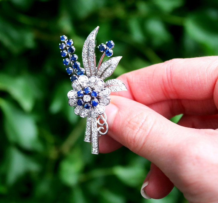 画材 Sapphire Genuine Fine Fine & Impressive Vintage Lab-Created 1.60CT Sapphire & 1.90CT