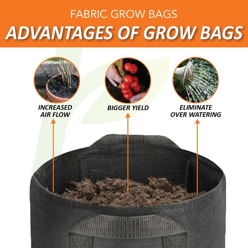 Stoff Grow Bag Topf Rund Atmungsaktiv Vlies Belüftungsbehälter Pflanzgefäß - Bild 22 von 24