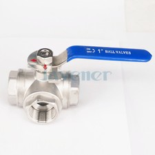 1/2" 3/4" 1" BSP Female 304 Stainless Steel 3 Way T/L Port Ball Valve 1.6MPA