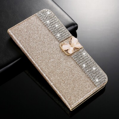 Glitter Bling Diamond Flip Card Wallet Case For Samsung S26 S25 S24 S23 Ultra