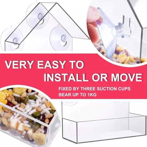 Clear Window Bird Feeder with Strong Suction Cups Wild Bird Feeder Bird Watching - Picture 15 of 15