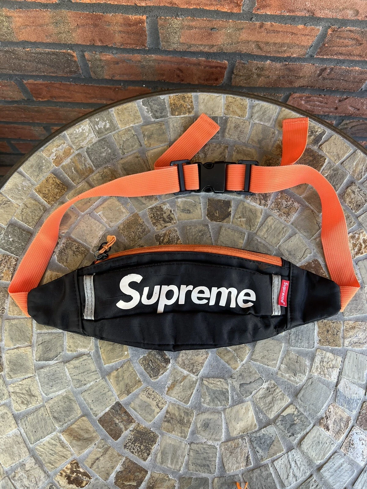 Supreme Fanny Pack Orange Noir Sangle Réglable Clip Boucle Taille Sac