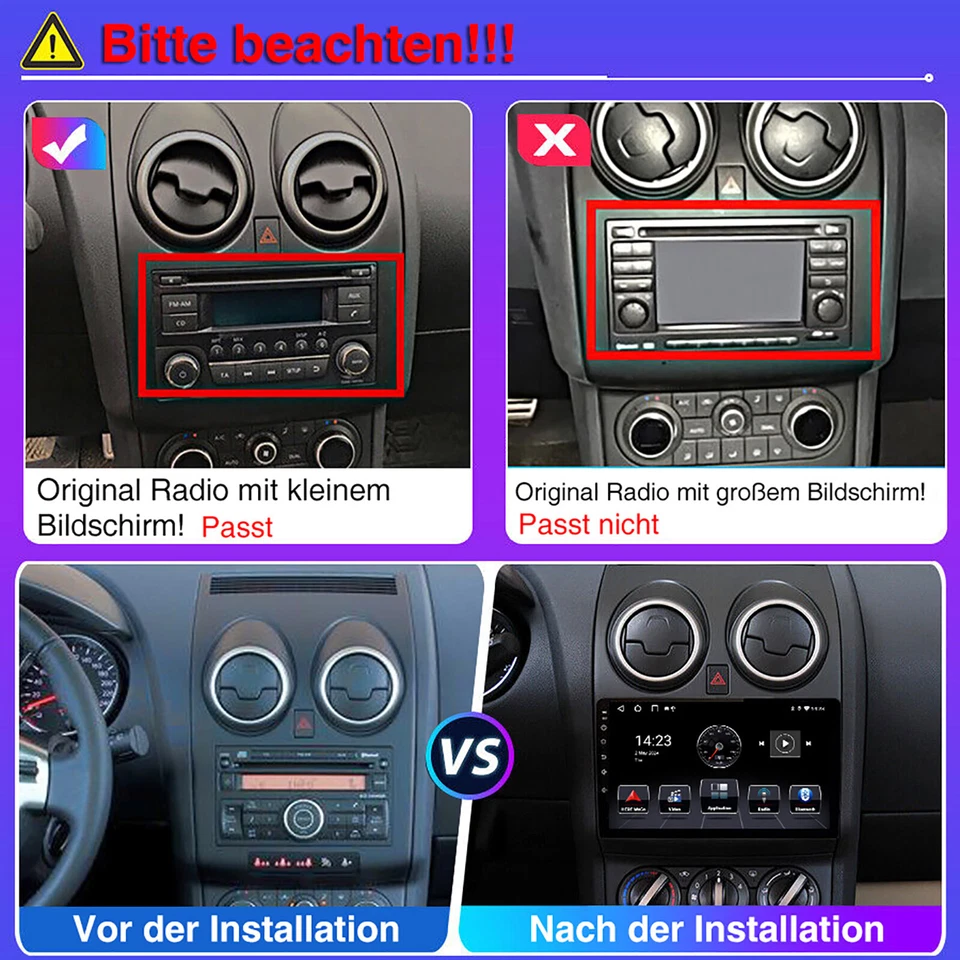 DAB+ Für Nissan Qashqai J10 2007-15 Android 13 Carplay Autoradio GPS RDS MIK KAM - Bild 4 von 4