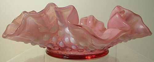Vidrio Fenton Arándano Opalescente Hobnail Doble Volante Caramelo Tazón Caramelo Plato Baratija - Imagen 2 de 9