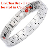 8.3" Stainless Steel Magnetic Therapy Bracelet Unisex Adjust Length w/Size Tool
