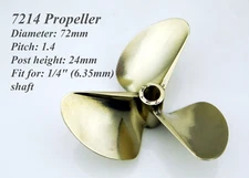 7214 Brass Propeller Diameter 72mm Pitch 1.4 for 1/4" Prop Shaft Cable RC Boat