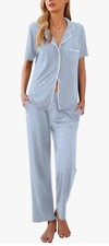 Ekouaer Womens Blue Star 2 pc Short Sleeve Pajama Set Size M