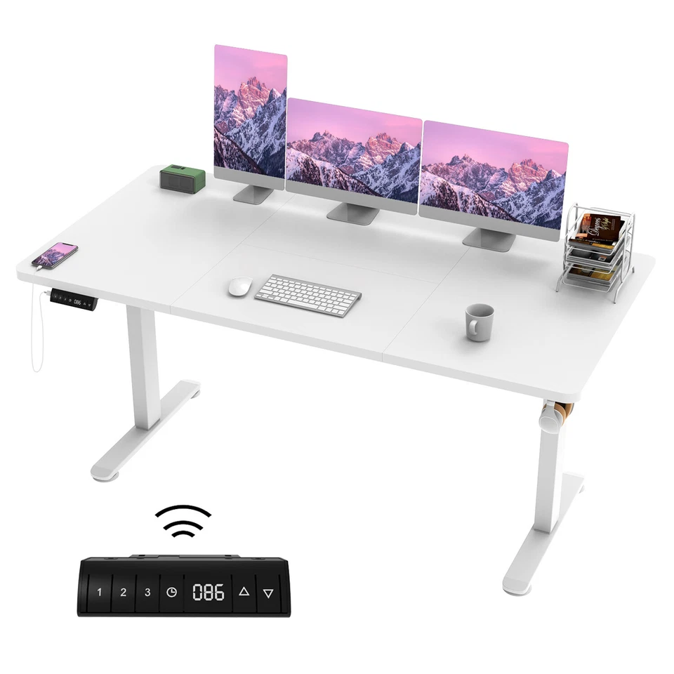 FLAMAKER 160x80cm Höhenverstellbarer Schreibtisch elektrischer Memory Computer Büro Tisch