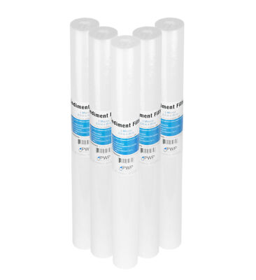 Sediment Melt Blown Water Filter Cartridge Standard  2.5x20'' 1 Micron 5 Pack