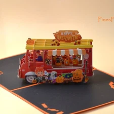 D02-Happy Halloween 3D Pop-Up Card - Spooky  Halloween Pumpkin Car