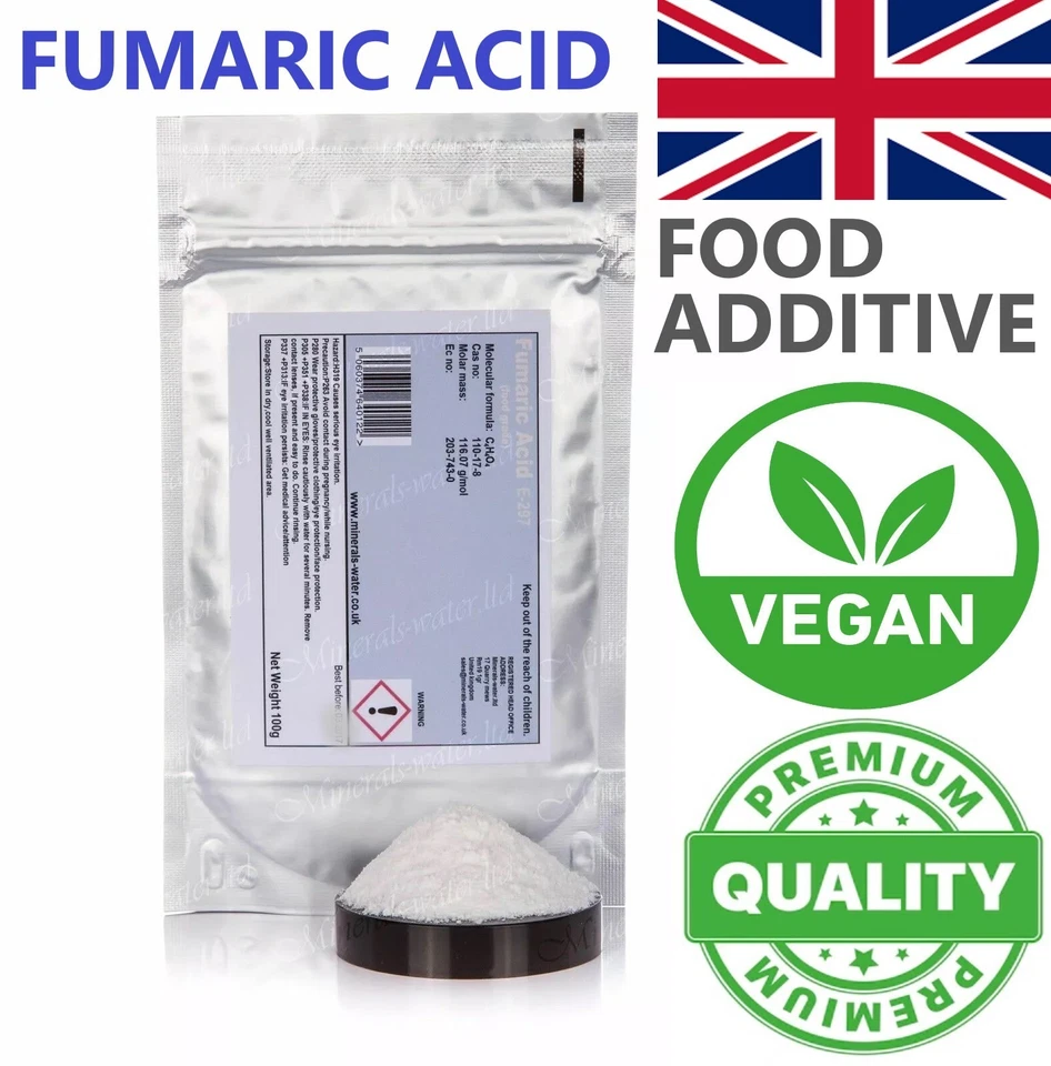 VITAL MINERALS FUMARIC ACID powder E297 food grade 99.9%+ premium baking additive FREE P&P