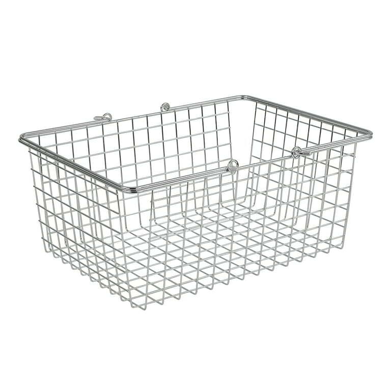 Large Steel Wire Storage Basket with Handles for Pantry & Countertop, Chrome eBay