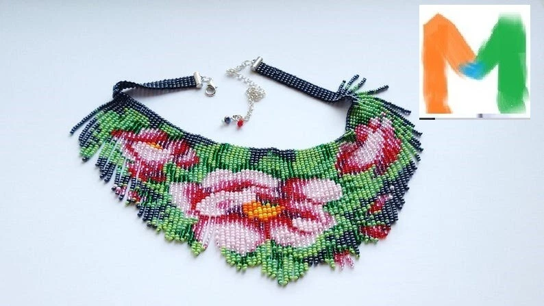 Brincos de colar tradicionais ucranianos americanos feitos à mão com miçangas boho - Imagem 4 de 4