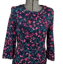 Nwt Joules Roselda Dress Size 2 Dark Floral Fluted Hem Long Sleeve