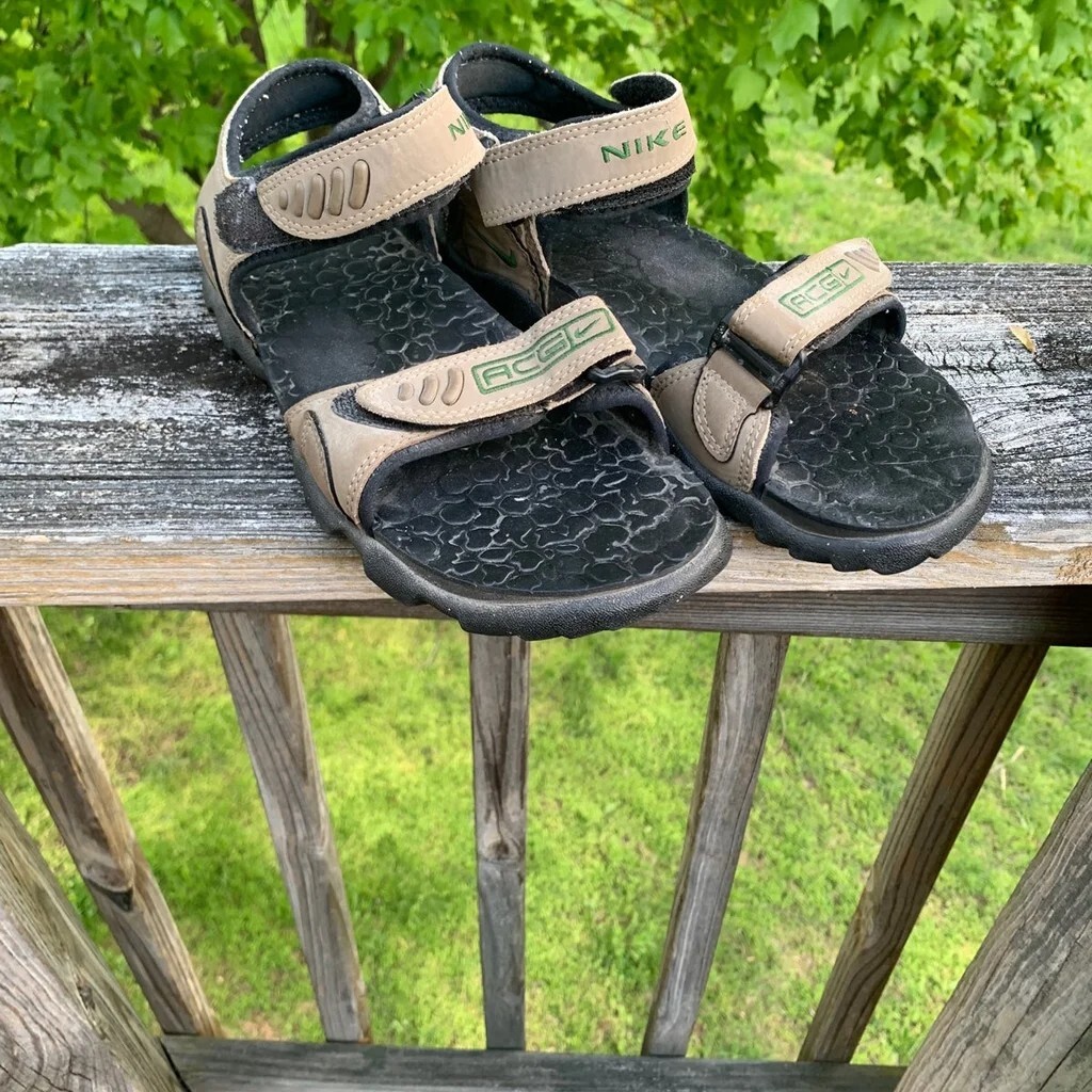 Vintage 90's Nike ACG Sandals with straps Tan and Green Vintage 90's Nike ACG Sandals with straps Tan and Green