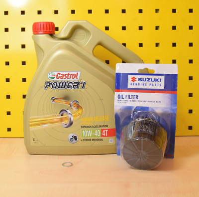 Suzuki GSX-R 1000 01-23 Ölwechsel Original Ölfilter 4 Liter Castrol 10w40 Power1