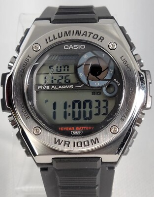 CASIO ILUMINATOR Men's Water Resistan 100M Stainless Steel Back 50mm Black Band