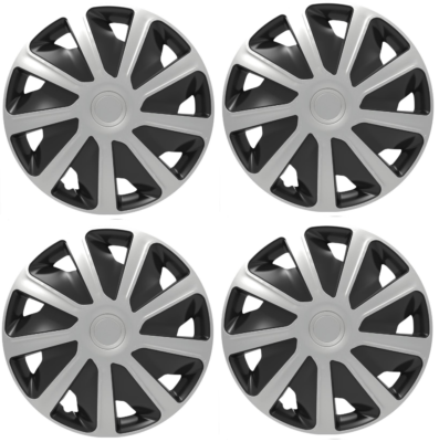 Set Of Deep Dish Wheel Trims Hub Caps For IVECO Van – 16 Inch, Black & Silver