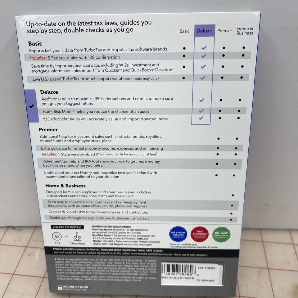 TurboTax DELUXE 2021 Federal+Efile Only NO State Windows /Mac NEW Sealed USA 🐿️ - Image 4 of 4