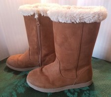 CAT JACK" Suede Boots Girl's Size 3 , Faux Fur Lined , Zip Up ,