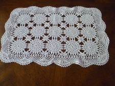 Vintage White Crochet Doily/Table Topper Handmade 18" x 12" Cotton