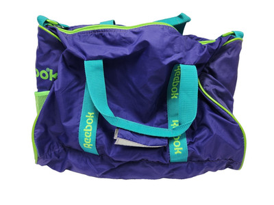 Vintage 90s Reebok Logo Sports Medium Duffle Gym Bag Embroidered Strap