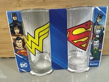 DC Comics Wonder Woman and Superman 2 Piece Glass Set 9oz Collectible