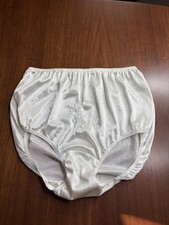 VTG White Nylon Granny Panties Wide Dbl Nylon Gusset Size XL