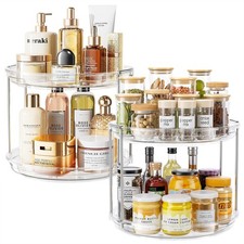 2 Pack 2 Tier Lazy Susan Turntable Organizer 10.6'' Rotating Spice Rack