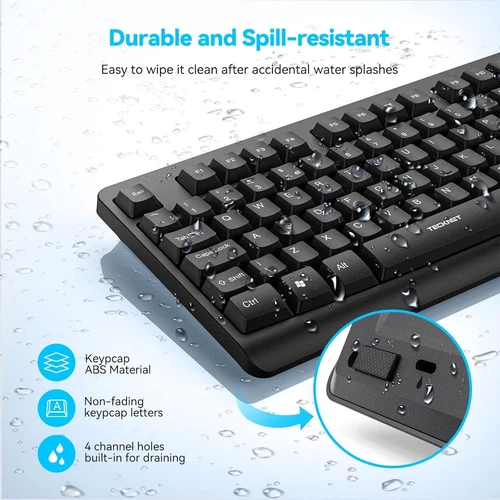 TECKNET Wireless Keyboard and Mouse Set, Ergonomic 2.4G Cordless Black  - Image 3 of 4