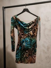 Boohoo Teal and Brown One-Shoulder Animal-Print Bodycon Dress