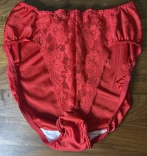 Vintage Fruit of the Loom Red Lace Second Skin Shiny Satin Sissy Panties Sz 5