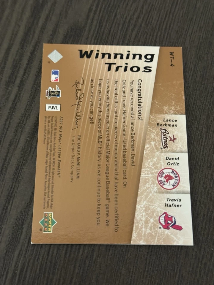 Tríos ganadores SPx 2007 bronce SP/30 David Ortiz Lance Berkman Travis Hafner patio Foto 2 de 2