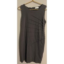 Calvin Klein Womens Charcoal Gray Pleated Front Sheath Dress Sleeveless Size 10